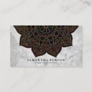 Elegant Lotus Flower White Marble Yoga Instructor Visitkort