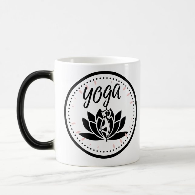 Elegant Lotus Flower Yoga Pose Coffee Mug Magisk Mugg (Vänster)