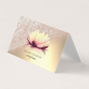 Elegant Lotus Glitter Guld Visitkort