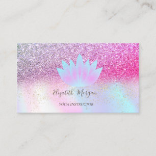 Elegant Lotus Glitter Konfetti Holografisk Visitkort