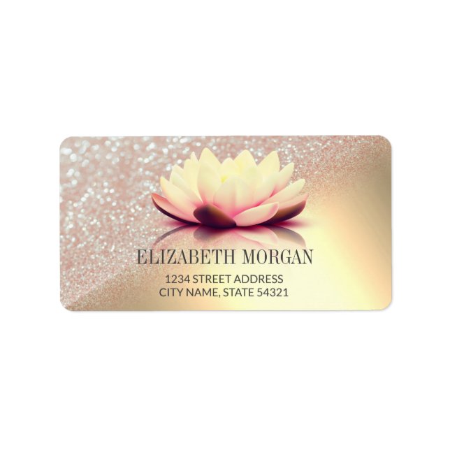Elegant Lotus Guld Bokeh Adressetikett (Framsidan)