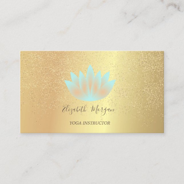 Elegant Lotus Guld Confetti Yoga Instructor Visitkort (Framsida)