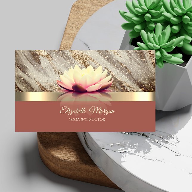 Elegant Lotus Guld Glitter Visitkort (Skapare uppladdad)