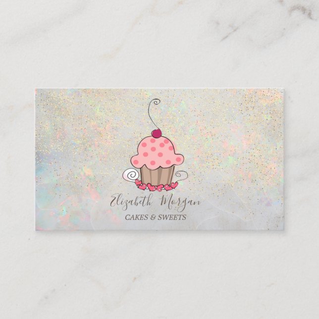 Elegant Lotus Guld Konfetti Cupcake Opal Visitkort (Framsida)