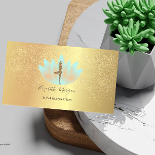 Elegant Lotus Guld Konfetti Yoga Flicka Glitter Visitkort