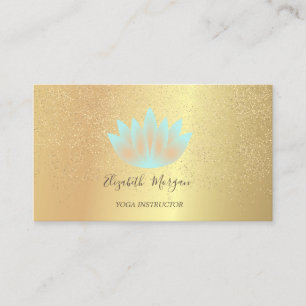 Elegant Lotus Guld Konfetti Yoga Instruktör Visitkort
