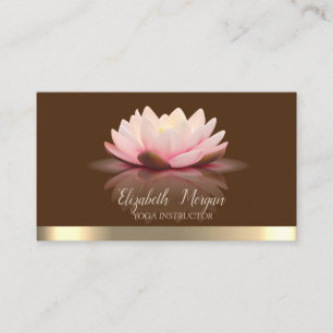 Elegant Lotus Guld Rand Brun Yoga Instruktör Visitkort