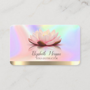 Elegant Lotus Guld Rand Yoga Holografisk Visitkort