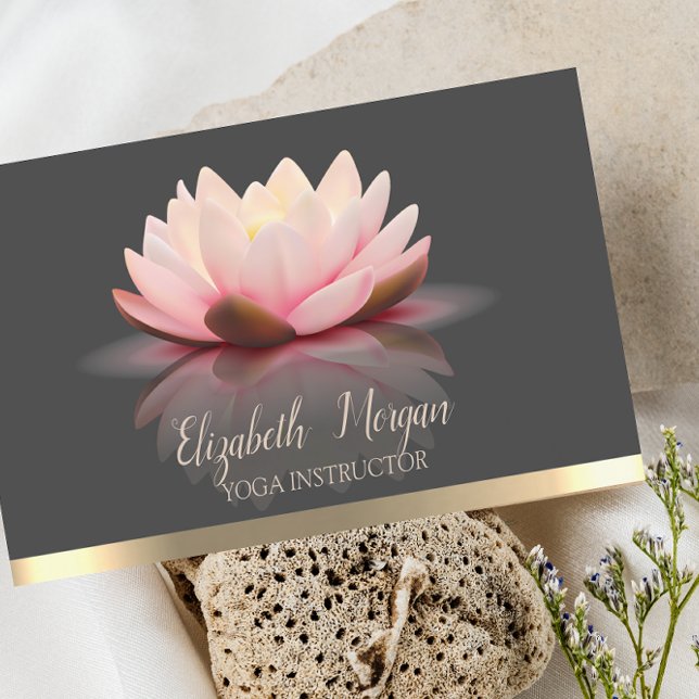 Elegant Lotus Guld Rand Yoga Instructor Visitkort (Skapare uppladdad)