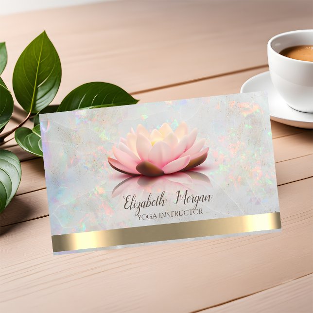 Elegant Lotus Guld Rand Yoga Opal Visitkort (Skapare uppladdad)
