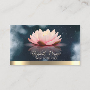 Elegant Lotus Guld Randig Marinblå Yoga Visitkort