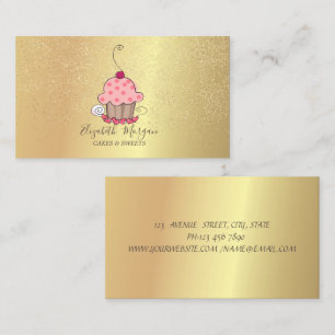Elegant Lotus Guldkonfett Cupcake Visitkort
