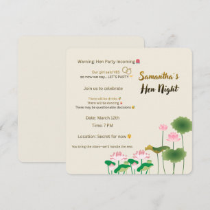 Elegant Lotus Hen Night Inbjudan – Rolig Blommig D