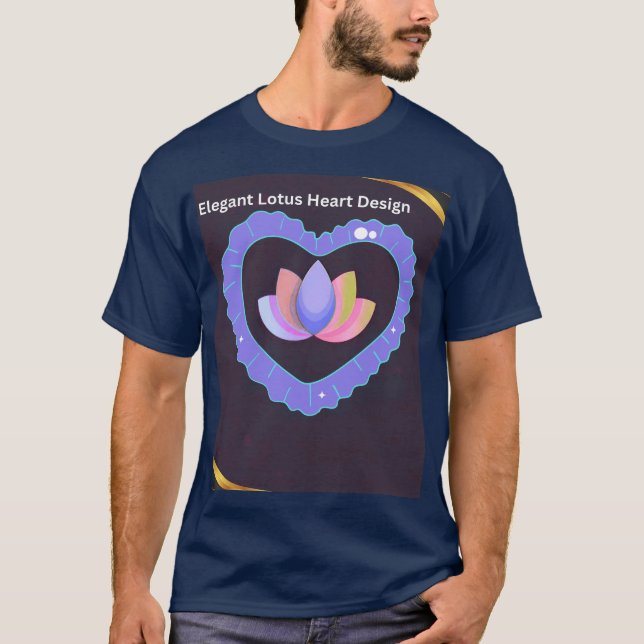 Elegant Lotus Hjärt Design T Shirt (Framsida)