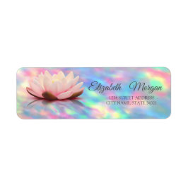 Elegant Lotus Holografisk Iridescerande Opal Returadress Etikett