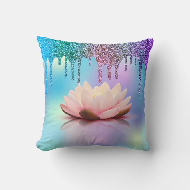 Elegant Lotus HoloGraph Glitter Drifts Kudde (Framsida)