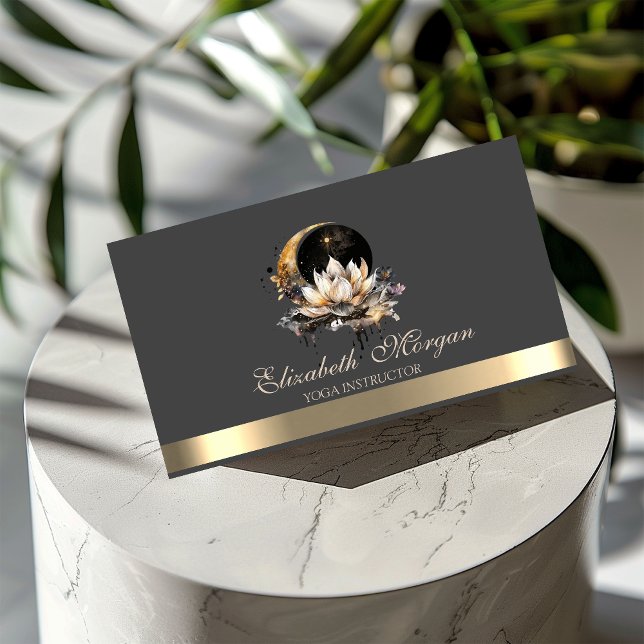 Elegant Lotus Måne Sol Guld Yoga-instruktor Visitkort (Skapare uppladdad)