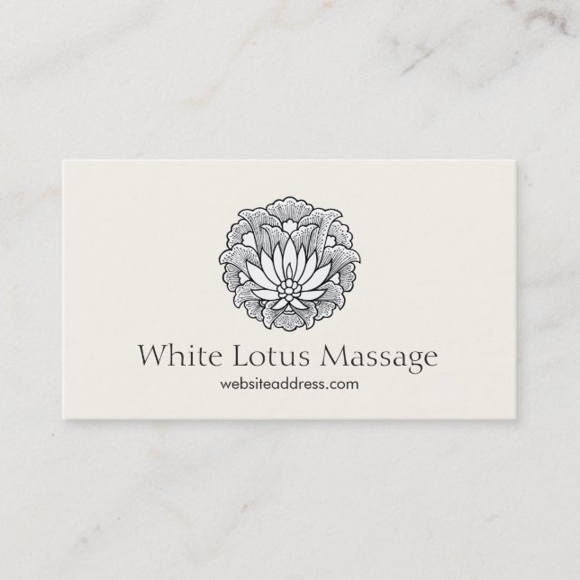 Elegant Lotus massage Therapist Natural Health Visitkort (Framsida)