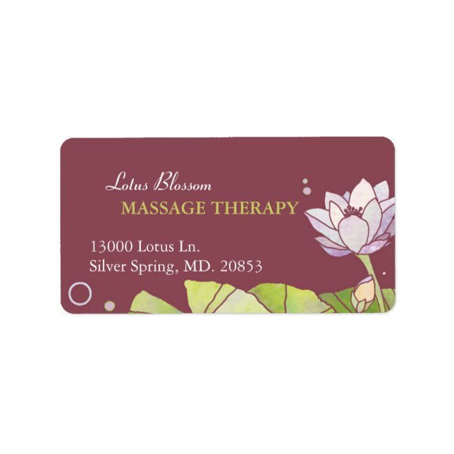 Elegant Lotus Massage Therapy Business Adressetikett (Framsidan)