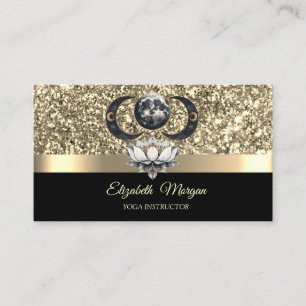 Elegant Lotus Moon Celestial Glitter Guld Yoga Visitkort