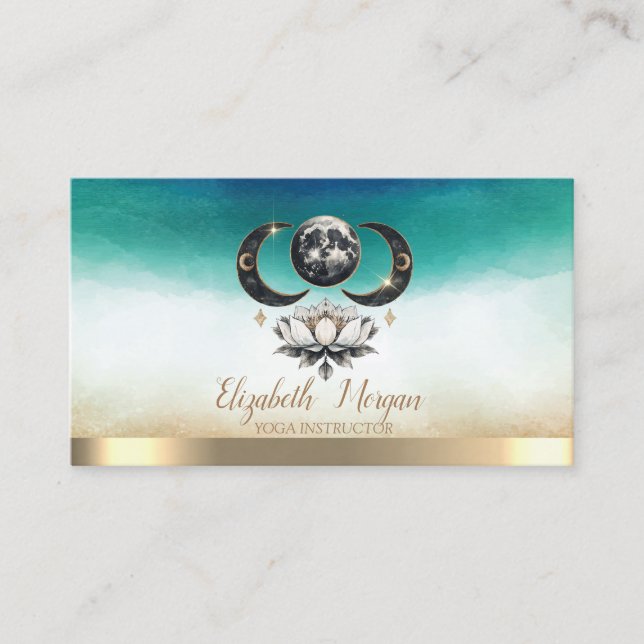 Elegant Lotus Moon Watercolor Visitenhet Visitkort (Framsida)