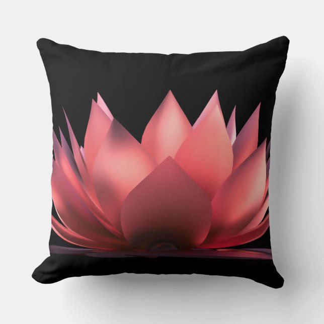 Elegant Lotus Svart Kudde (Framsida)