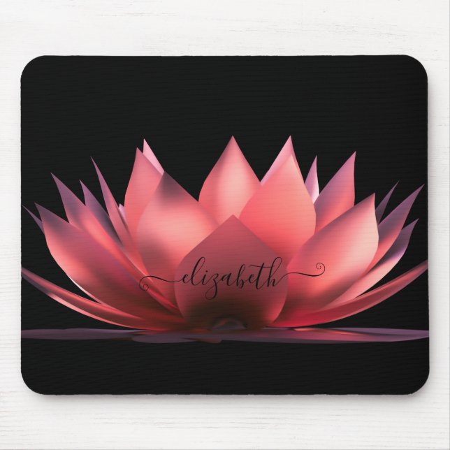 Elegant Lotus Svart Personlig Musmatta (Framsidan)