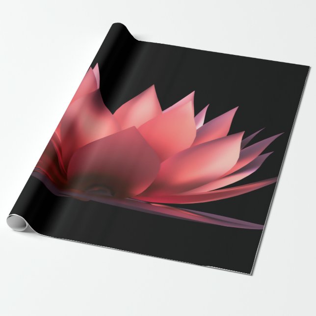 Elegant Lotus Svart Presentpapper (Utrullad)