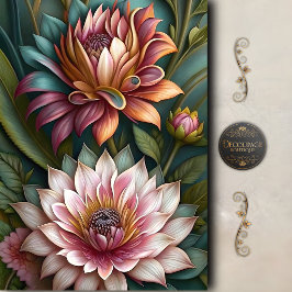 Elegant Lotus Trädgårdsdecoupage