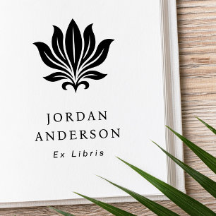 Elegant lotusblomma ditt namn ex libris bokmärke stämpel