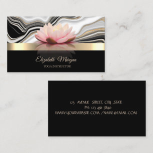 Elegant Lotusblomma Guld Marmor Yoga Visitkort
