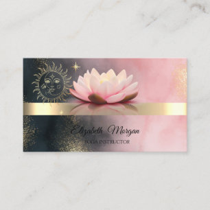 Elegant Lotusblomma Guld Sol Yoga Visitkort