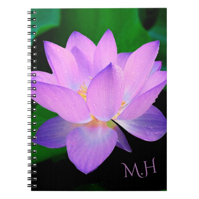 Elegant Lotusblomma Monogram Anteckningsbok (Framsidan)