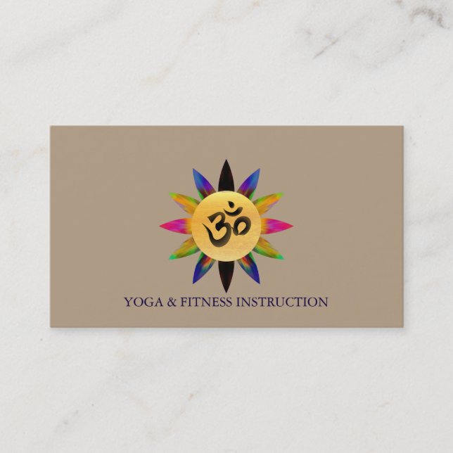 Elegant Lotusblomma "OM" Logo Yoga Visitkort (Framsida)