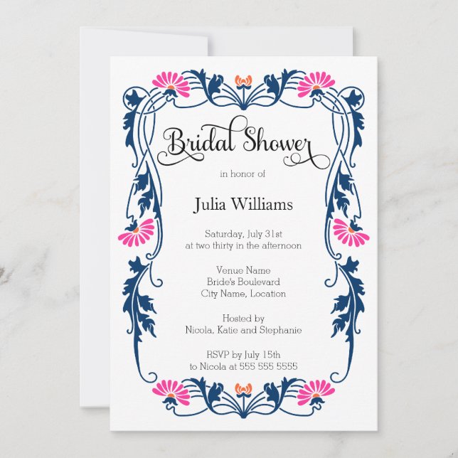 Elegant Löv Blommigtar och Swirls Möhippa Inbjudningar (Framsida)