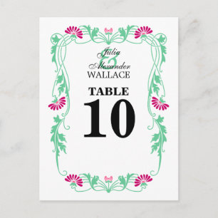 Elegant Löv Blommigts & Swirls Bordsnummer Card