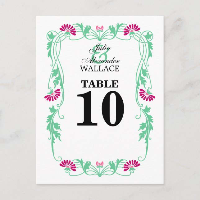 Elegant Löv Blommigts & Swirls Bordsnummer Card (Framsida)