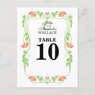 Elegant Löv Blommigts & Swirls Bordsnummer Card