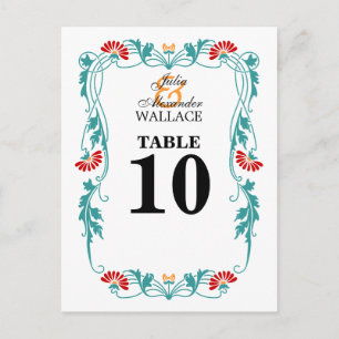 Elegant Löv Blommigts & Swirls Bordsnummer Card