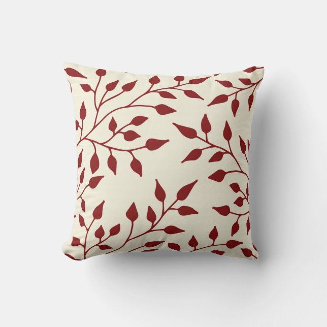 Elegant Löv Dekorativ kudde / Burgundy (Framsida)
