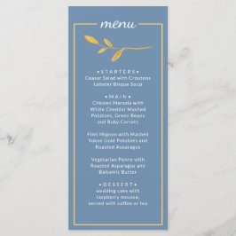 Elegant löv. Enkel klassisk blå Bröllop-meny Meny