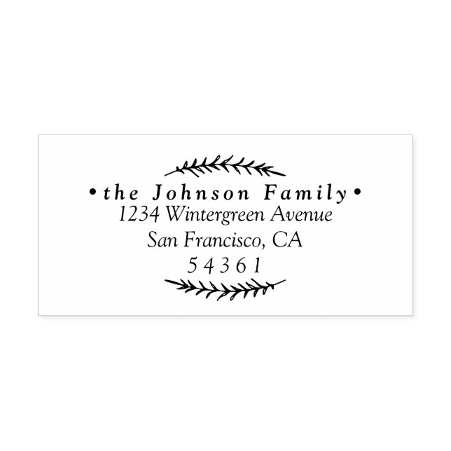 Elegant Löv Family namn Returadress Stämpel (Tryck)