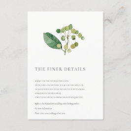 ELEGANT LÖV FOLIAGE GREENERY BRÖLLOP DETAIL TILLÄGGSKORT