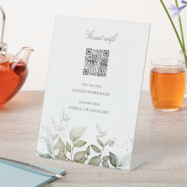 Elegant löv gäst Wifi qr-kod Pedestal Sign