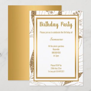 ELEGANT LÖV LAGRAR GULD-TILLFÄLLEN, BIRTHDAY INBJUDNINGAR