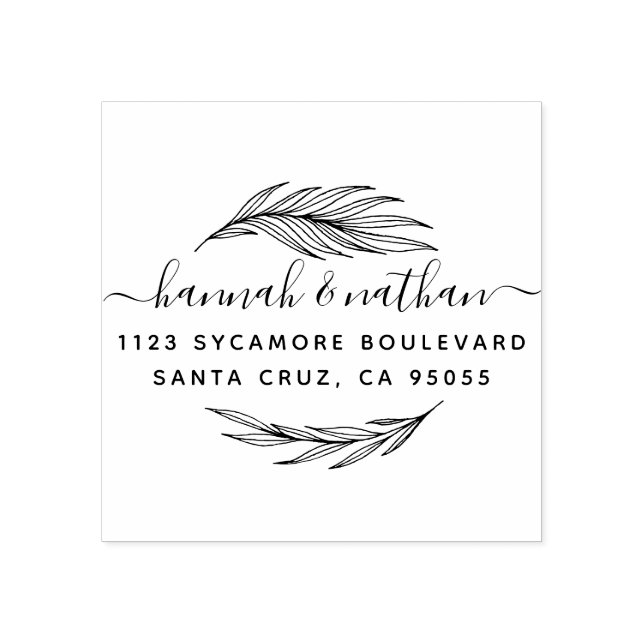 Elegant Löv minimalistiskt skript Bröllop Adress Stämpel (Tryck)