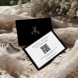 Elegant Löv Monogram Bröllop QR-OSA Tilläggskort