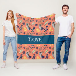 Elegant Löv Mönster Fleecefilt