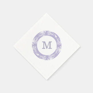 Elegant Löv Mönster Lavender Monogram Pappersservett