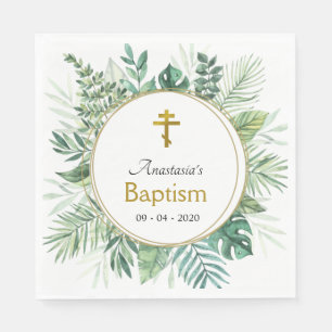 Elegant Löv ortodox Christian Baptism Napkins Pappersservett